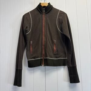 Lucy Womens Fitness Gym Rat Athleisure Zip Jacket Size M Heather Brown Athletic